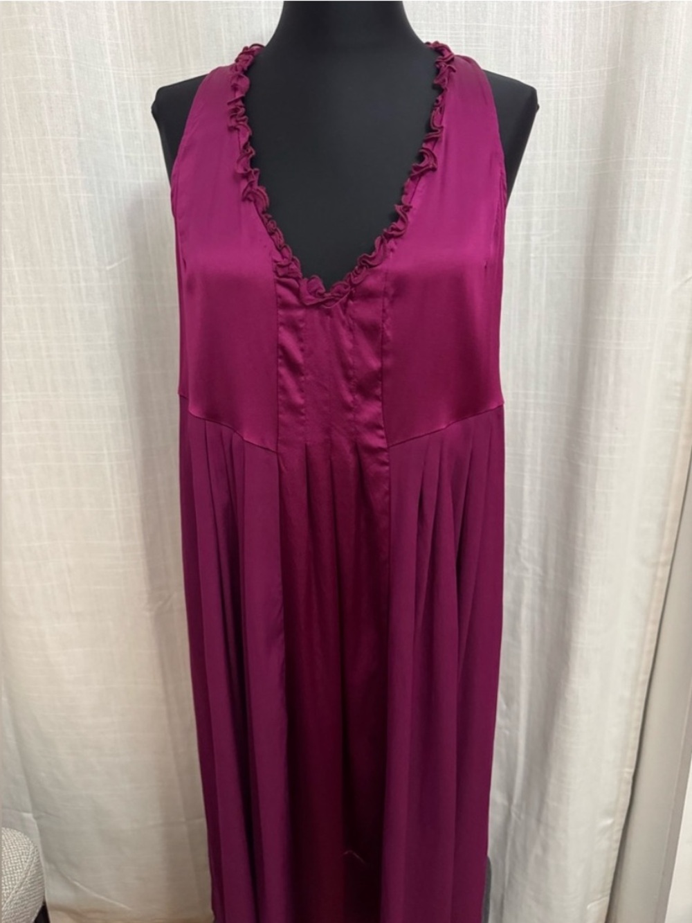 A Common Thread Silk Blend Pleated Dress Magenta Purple Size M - Picture 13 of 14